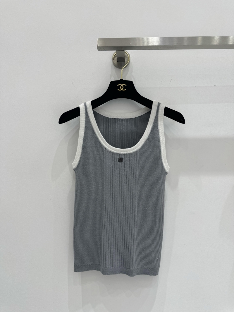 Chanel Grey Colorblock Slim-Fit Knit Vest - Trendy & Chic