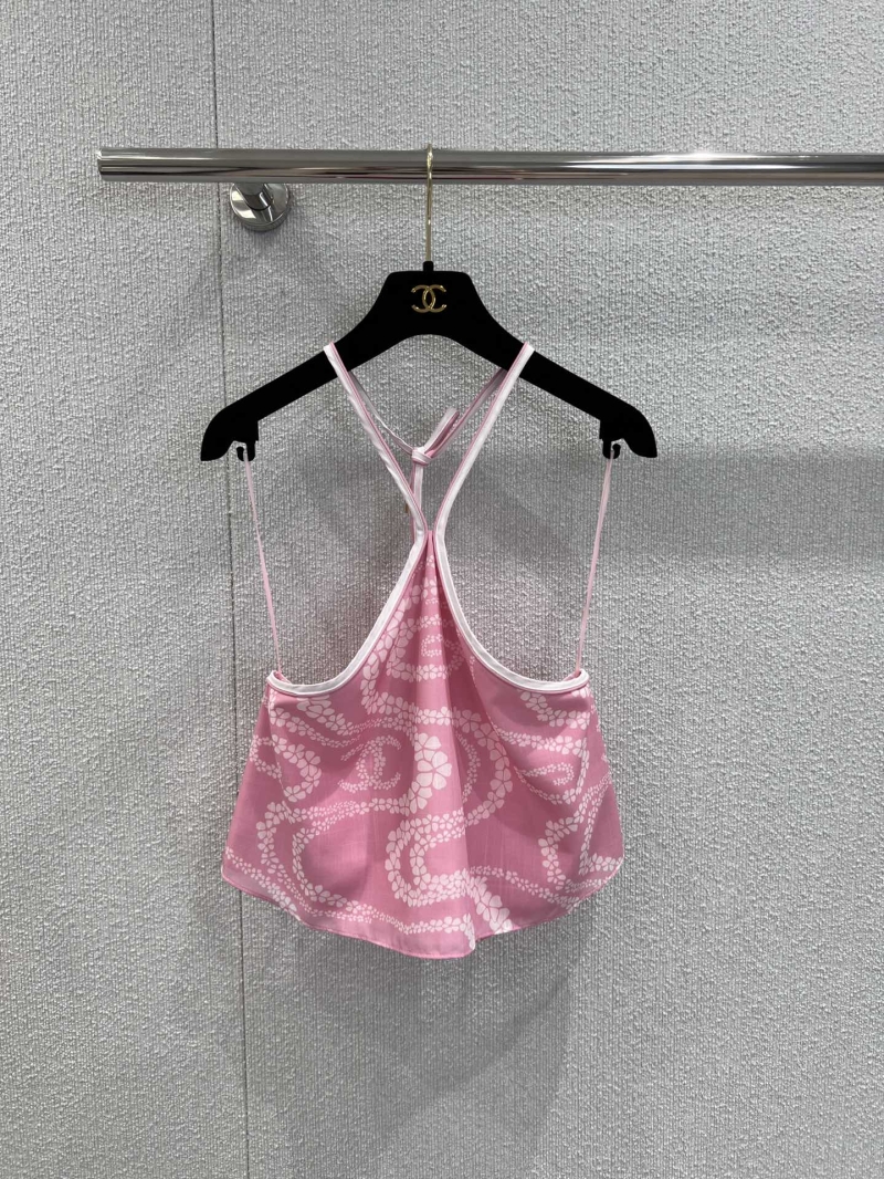 Chanel Pink Floral Halter Tank Top - Luxe Summer Exclusive