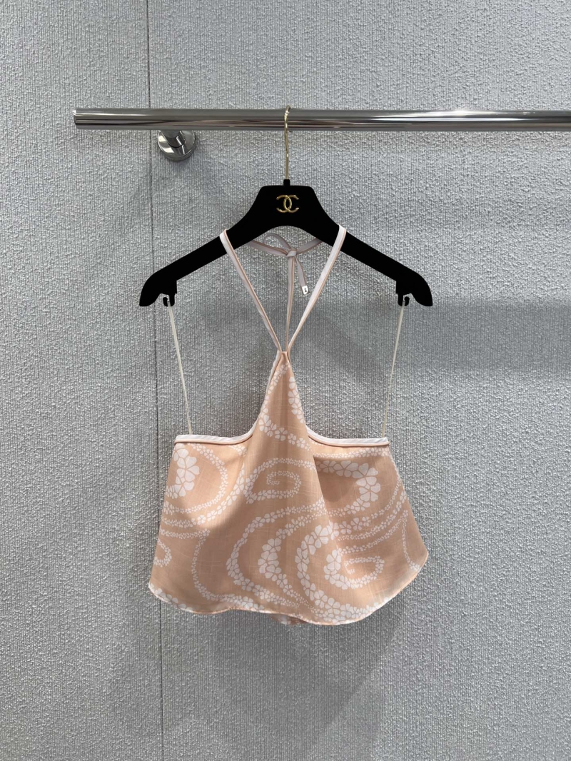Chanel Orange Camellia Print Halter Tank Top - Luxe Summer Exclusive