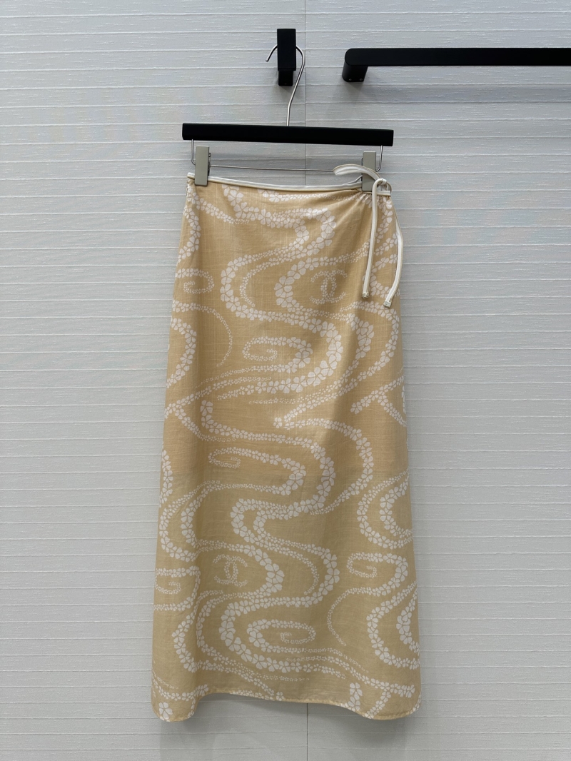 Chanel Coco Beach Serpent Totem Wave Print Long Skirt - Elegant & Versatile