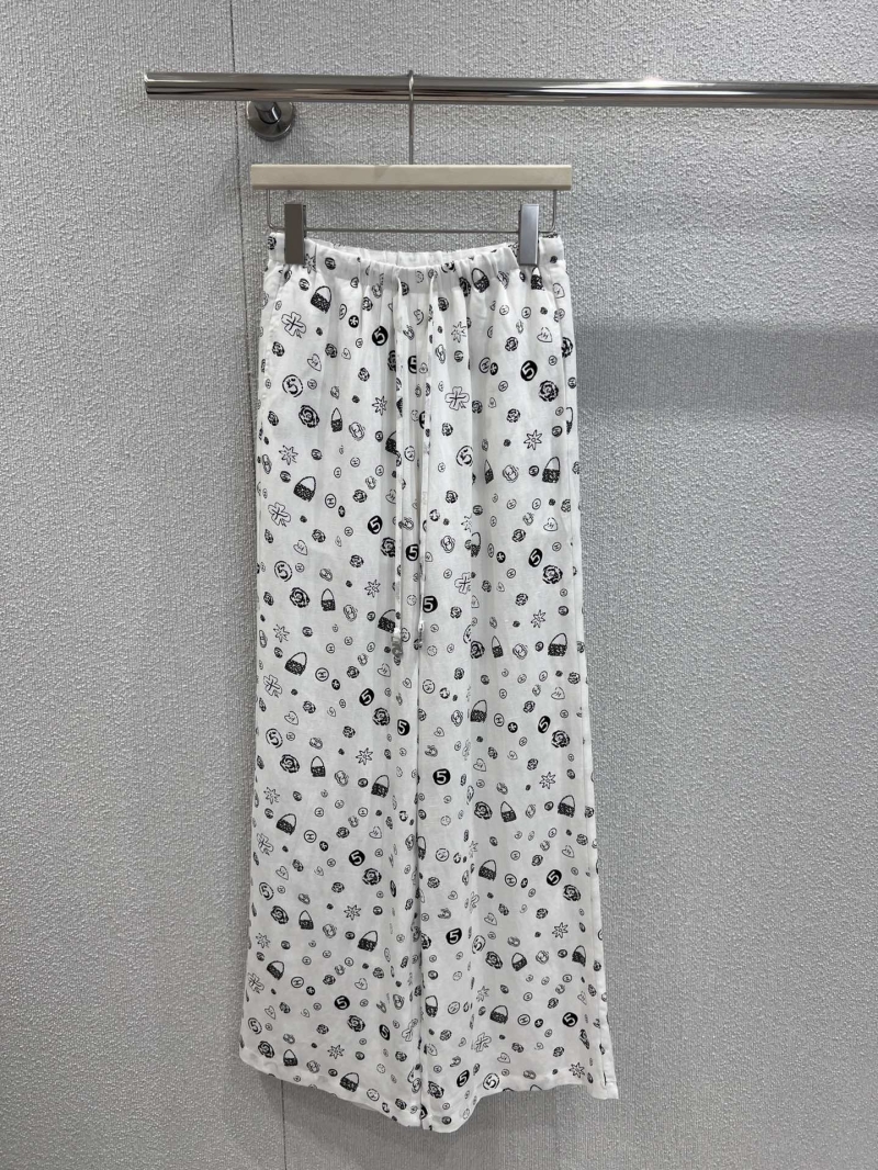 Chanel 25SS Spring Summer Tencel Linen Printed Casual Pants - Exclusive Luxe Edition