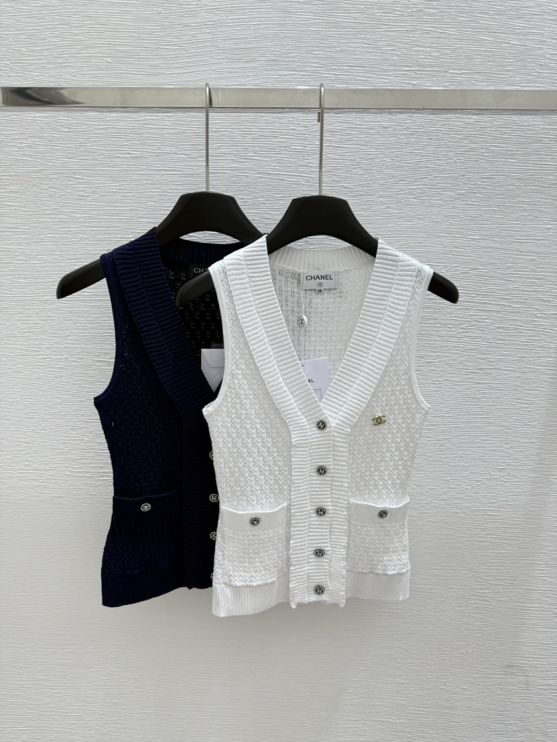 Chanel Elegant Knitted Button-Up Vest - Summer Luxe Collection