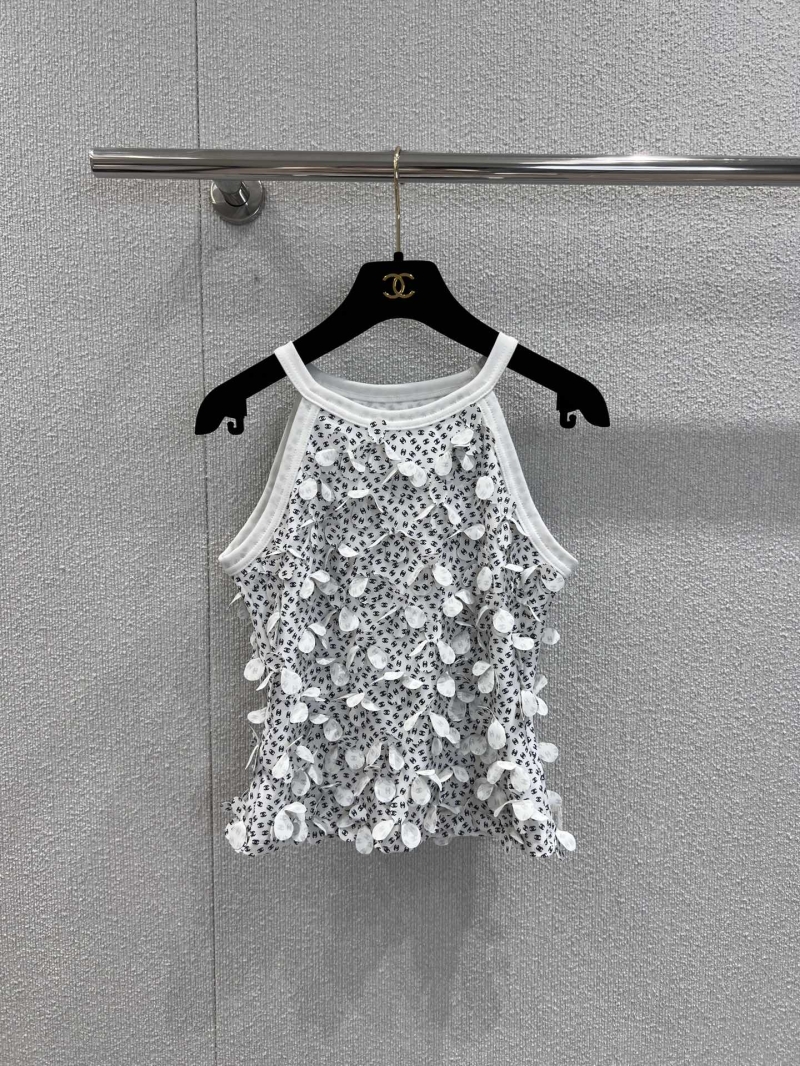Chanel Spring Summer Luxe Petal Cut-Out Tank Top - Exclusive Black & White Design