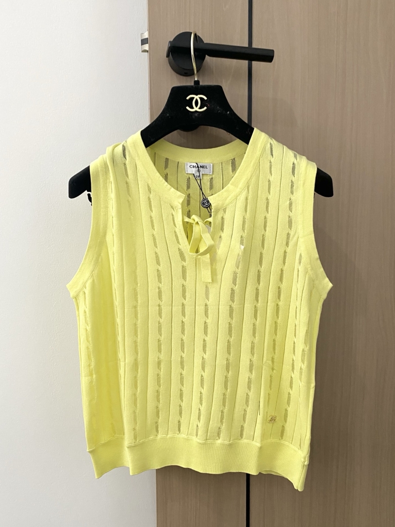 Chanel Three-Color Vest - Luxe Breathable Yellow with Logo Accent