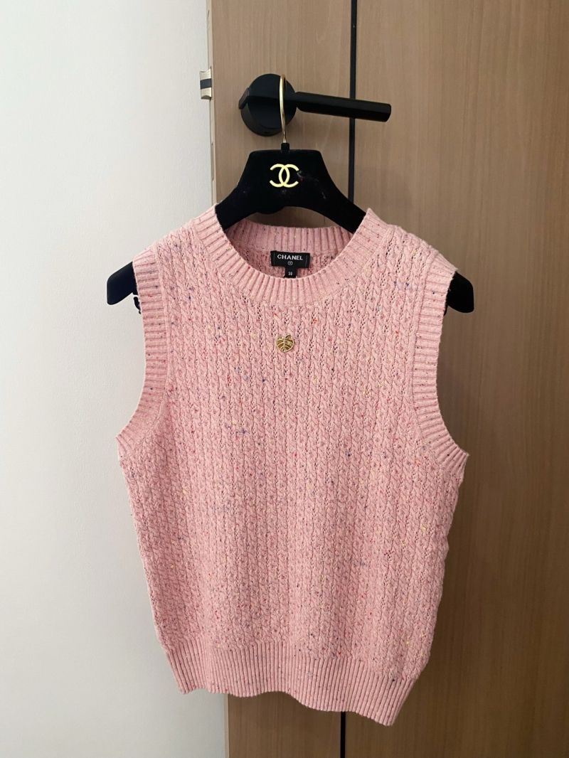 Chanel Pink Vest - Breathable Luxe Top with Logo Accent