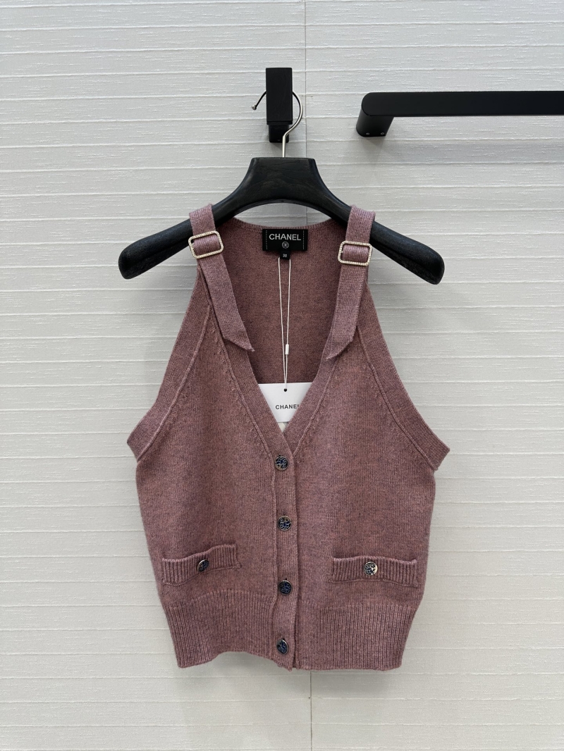 Chanel 25A Series Blended Yarn Knitted Vest in Lotus Pink - Elegant French Palace Style
