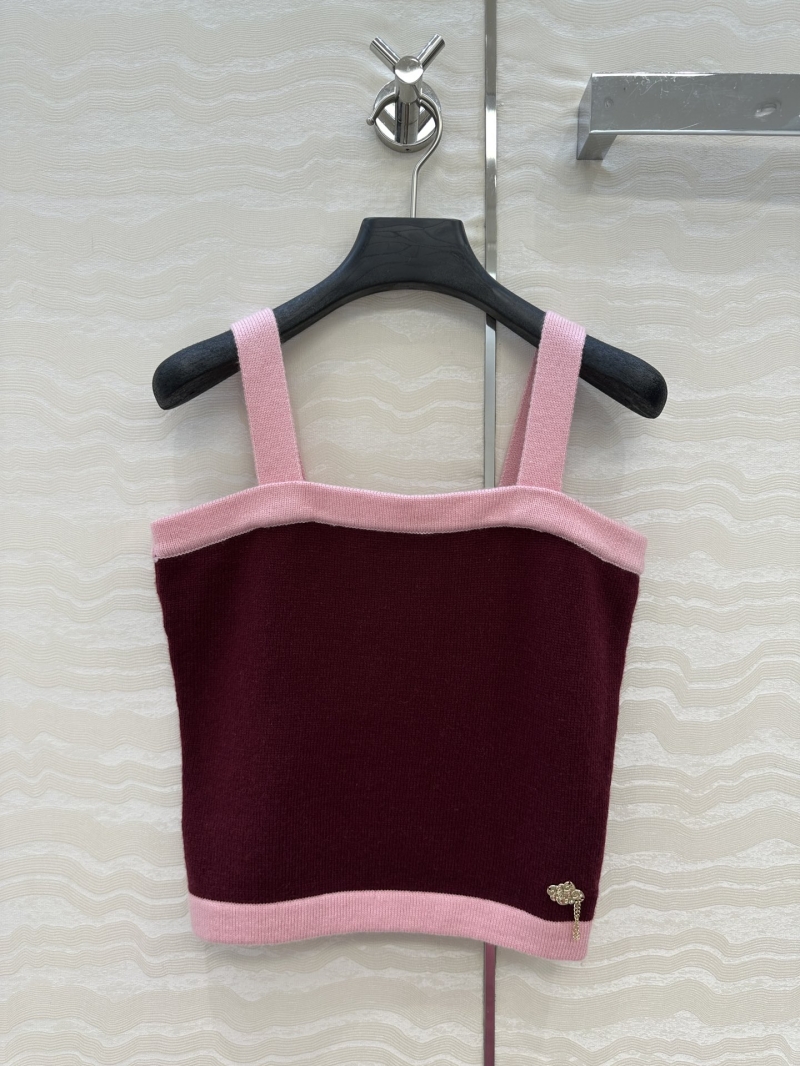 Chanel Luxe Cashmere Colorblock Camisole in Wine Red & Pink