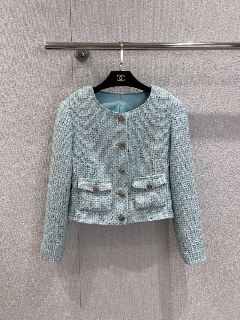 Chanel Peacock Green Tweed Jacket - Luxe Retro Elegance