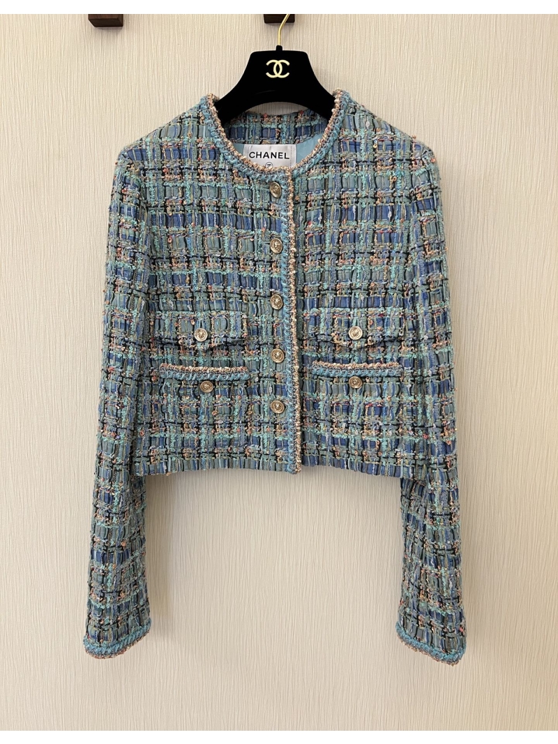 Chanel Atelier Collection Jacket - Peacock Blue Tweed Elegance