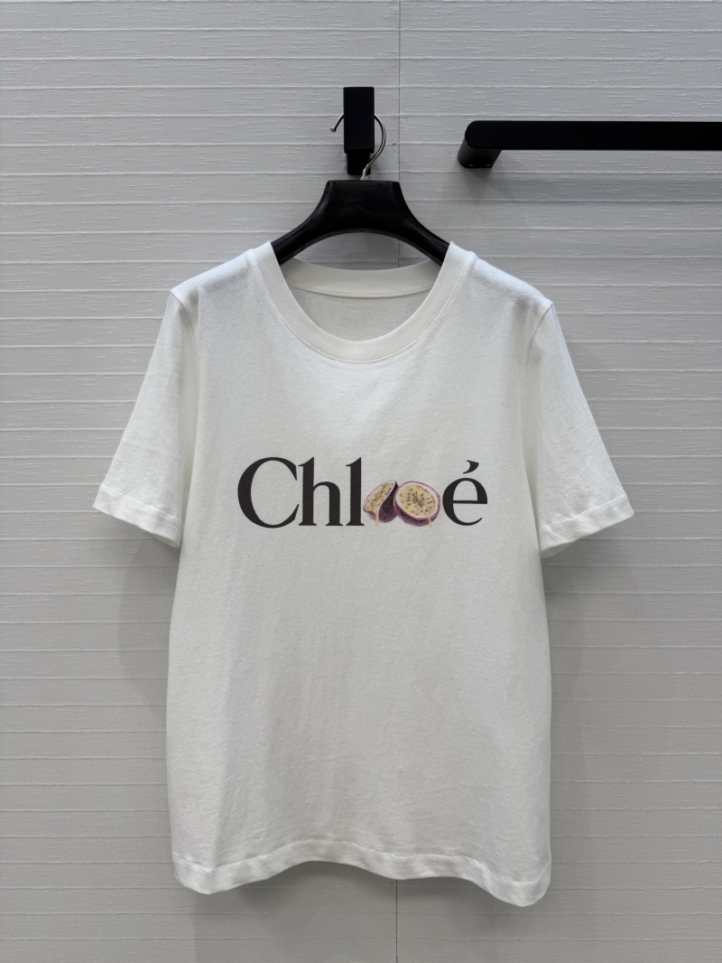 Chloé Signature Passion Fruit Logo Organic Cotton T-Shirt in White