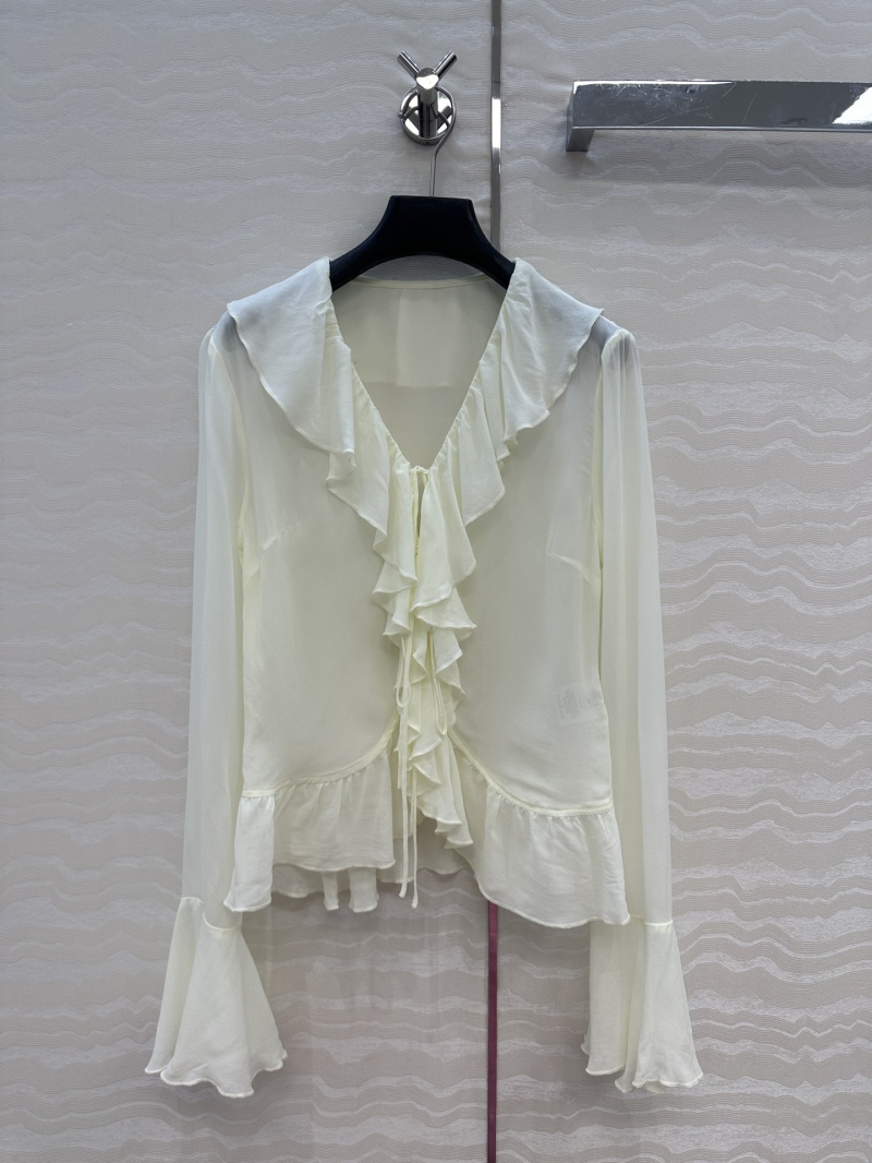 Exclusive Retro Couture Silk Blouse with Lace Detailing