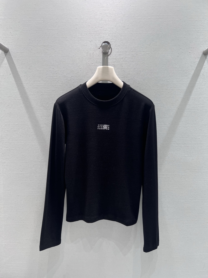 Maison Margiela Long Sleeve T-Shirt - Black, Classic Round Neck with Digital Print, Sumptuous Cotton, Luxe Minimalist Design