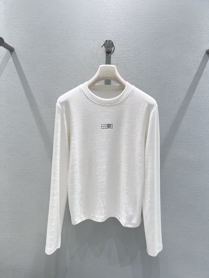 Maison Margiela Long Sleeve T-Shirt - Exquisite Cotton, Digital Print, Classic White & Black, Luxe Casual Wear