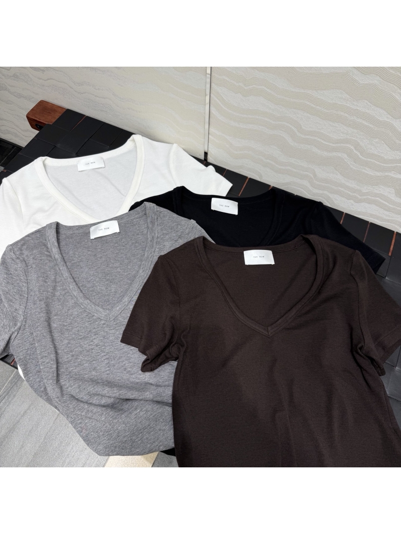 The Row Lyocell Wool Blend Minimalist Slim-Fit V-Neck T-Shirt