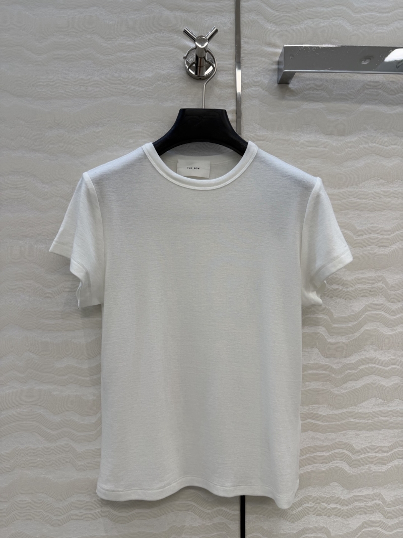 The Row Lyocell-Wool Blend Minimalist Slim Fit Tee in White