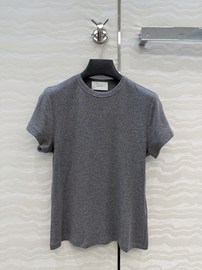 The Row Signature Lyocell-Wool Minimalist Slim-Fit T-Shirt in Heather Grey