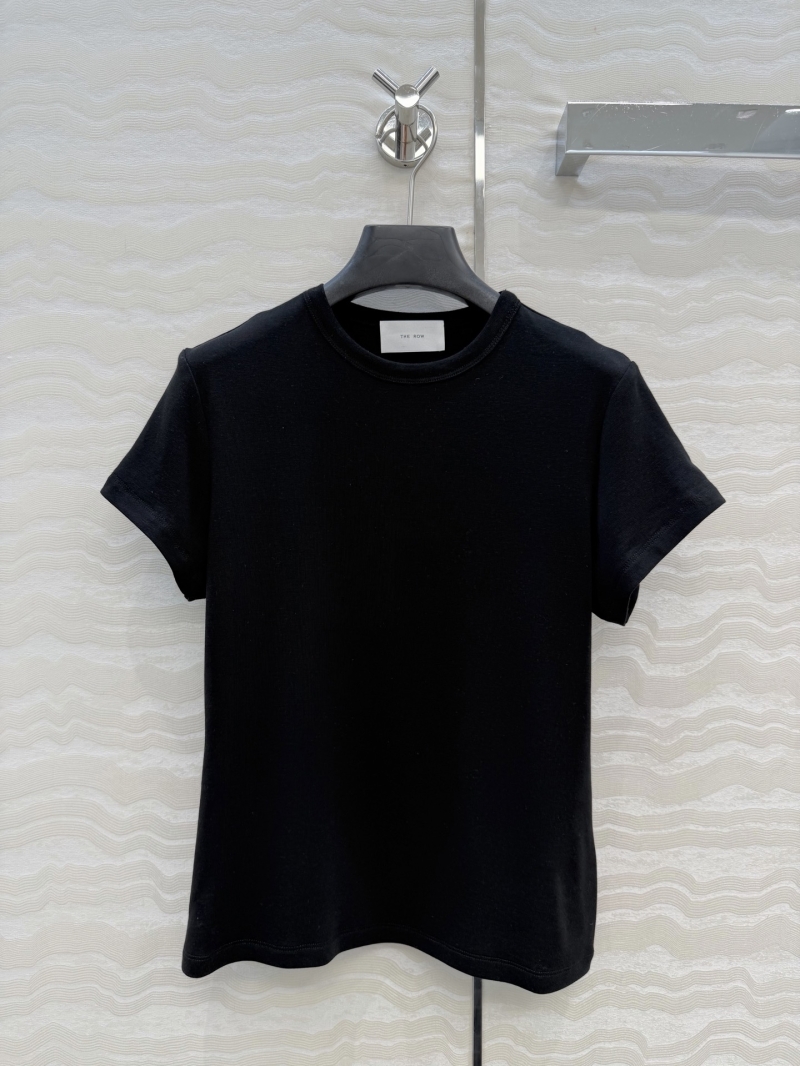 The Row Lyocell-Wool Minimalist Slim Fit T-Shirt in Black