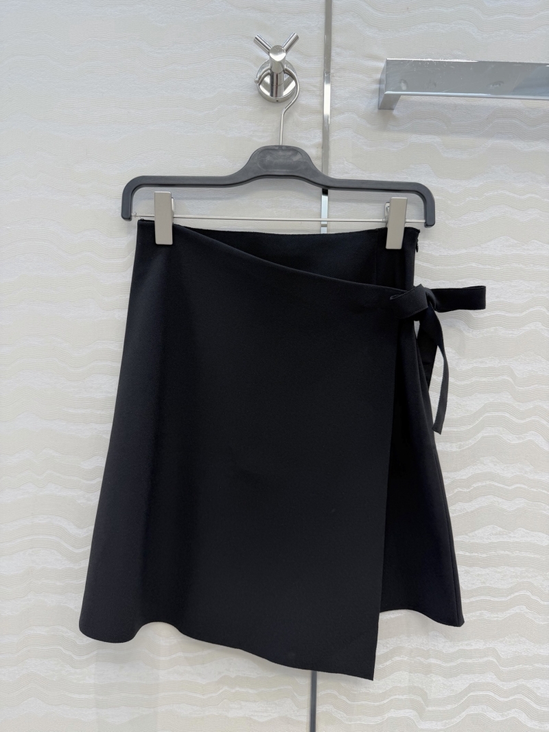 The Row Exquisite Acetate Side-Tie Wrap Mini Skirt in Polished Black