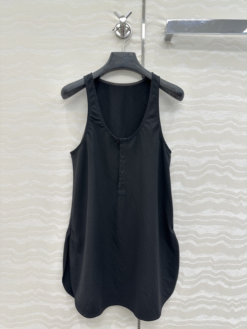 LEMAIRE Lyocell Dry Silk Bias-Cut Sleeveless Vest Top in Black