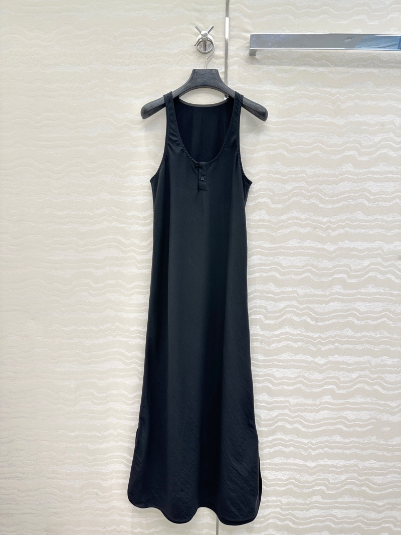 LEMAIRE Lyocell Dry Silk Minimalist Sleeveless Maxi Dress in Black