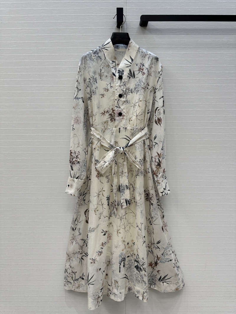 Dior Spring-Summer Resort Luxe Kimono-Neck Printed Long-Sleeve Dress