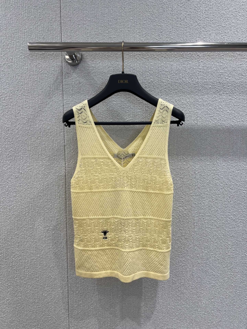 Dior Yellow Hollow-Out Knitted Vest - Luxe Spring Summer Exclusive