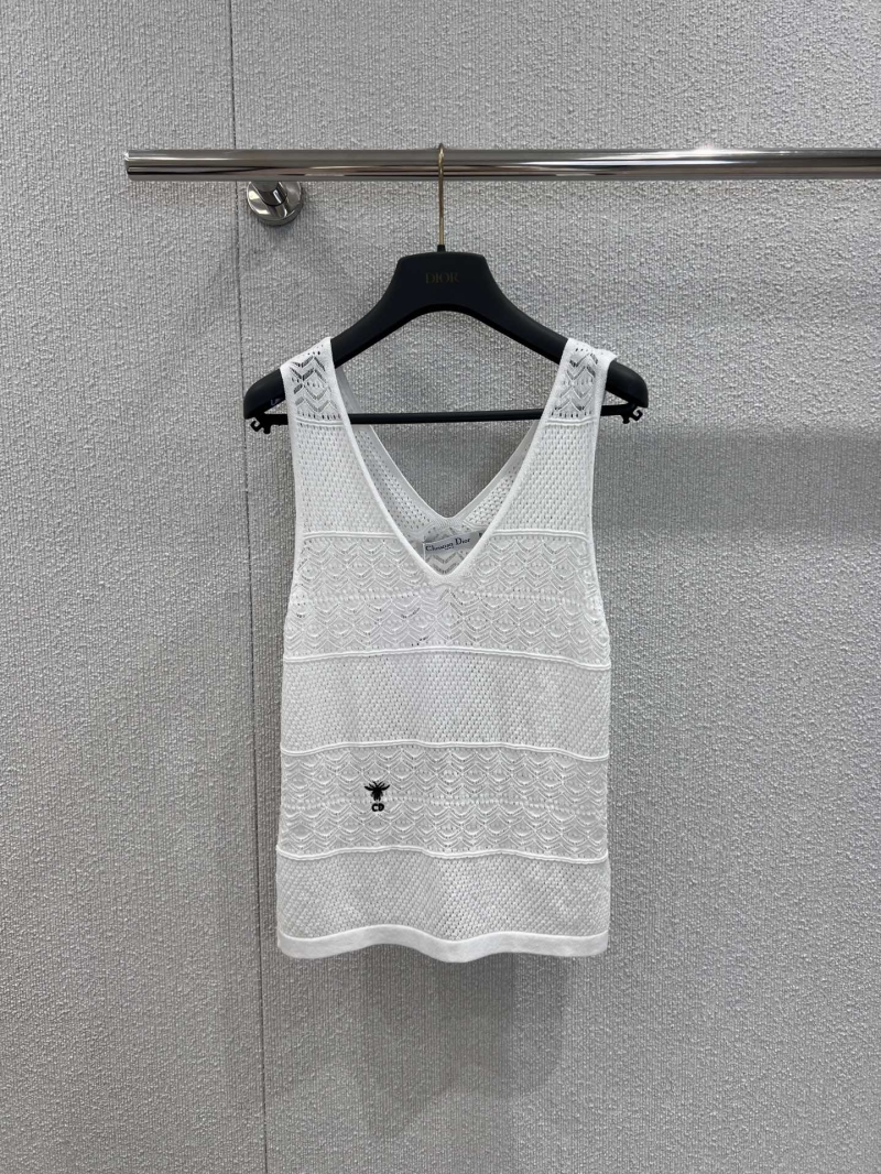 Dior Spring-Summer Exclusive Hollow-Out Knitted Vest - Luxe Silk-Wool Blend V-Neck