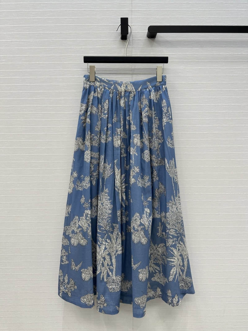 Dior Spring-Summer Resort Elegant Ink Blue Coconut Print Maxi Skirt
