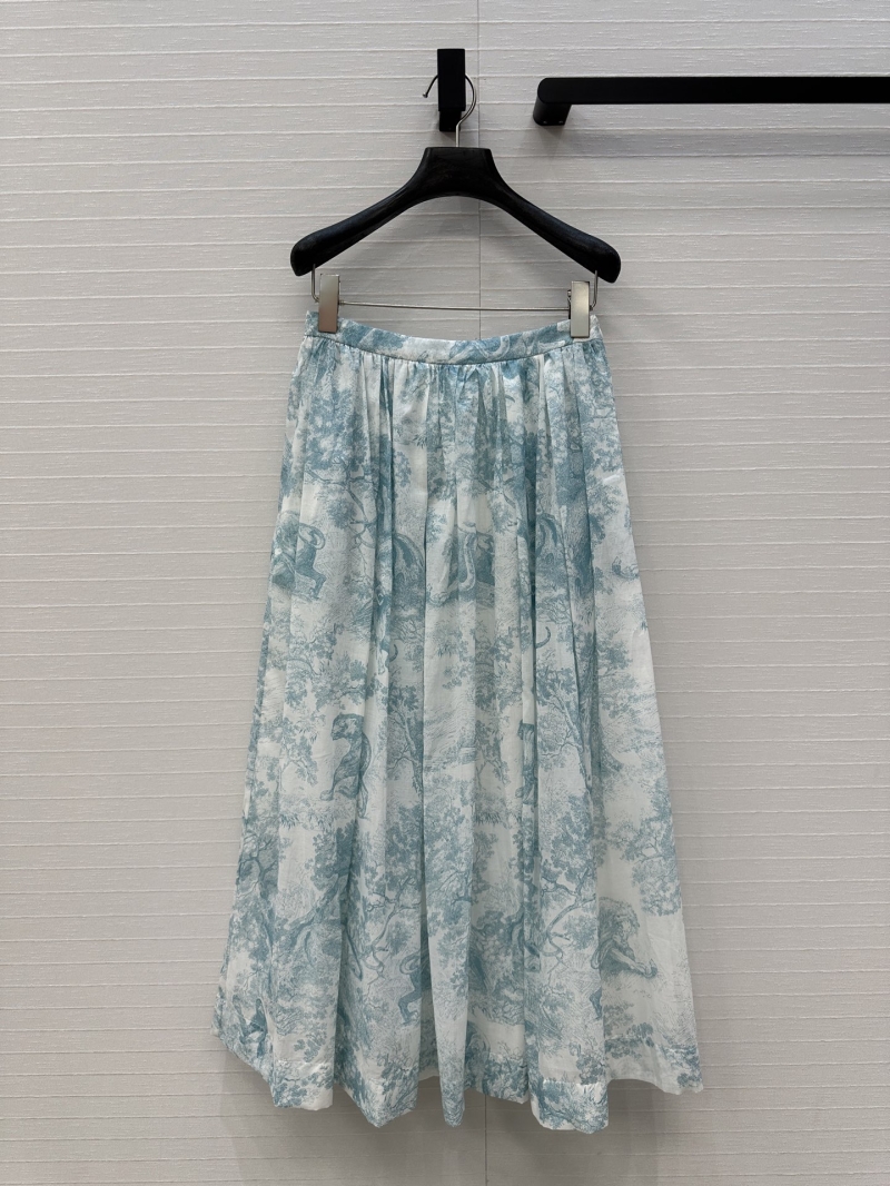 Dior Sauvage Josette Print Long Midi Skirt in Pale Green - Luxe Elegance