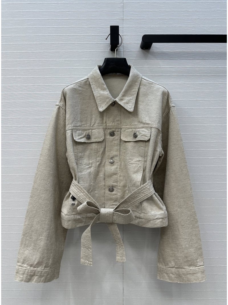 Dior 2025 Spring/Summer Resort Linen Blend Cropped Jacket - Luxe Natural Hue