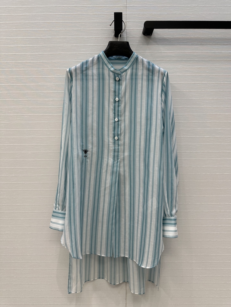 Dior Spring-Summer Resort Striped Print Shirt - Luxe Silk Cotton Elegance