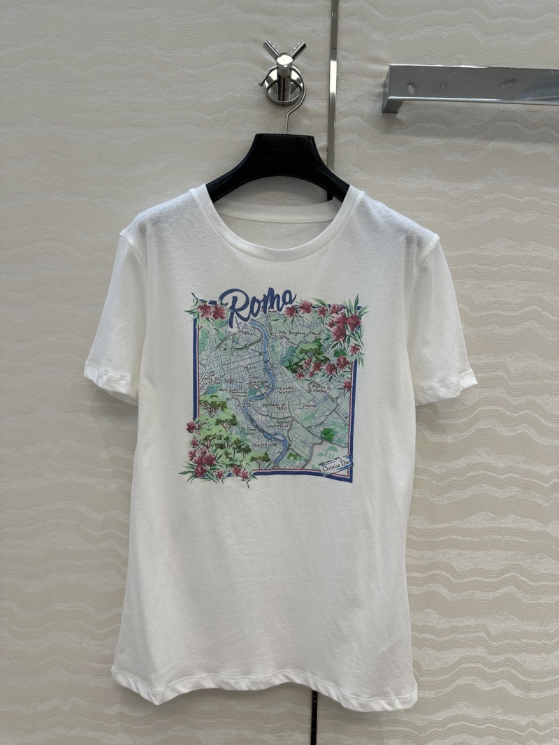 Dior Miss Dior Souvenir City Limited Edition Rome Spanish Steps Print T-Shirt - Pure Cotton Linen Luxe