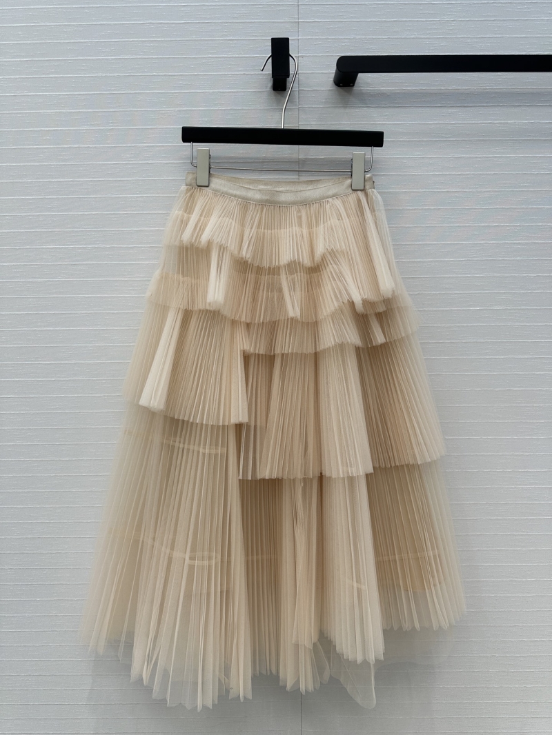 Dior Elegant Tulle Skirt - Exclusive Irregular Cut Pleated Design