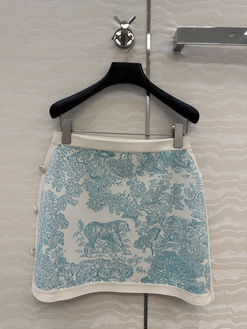 Dior Miss Dior Riviera Jungle Knit Mini Skirt in Pale Green - Elegant & Luxe