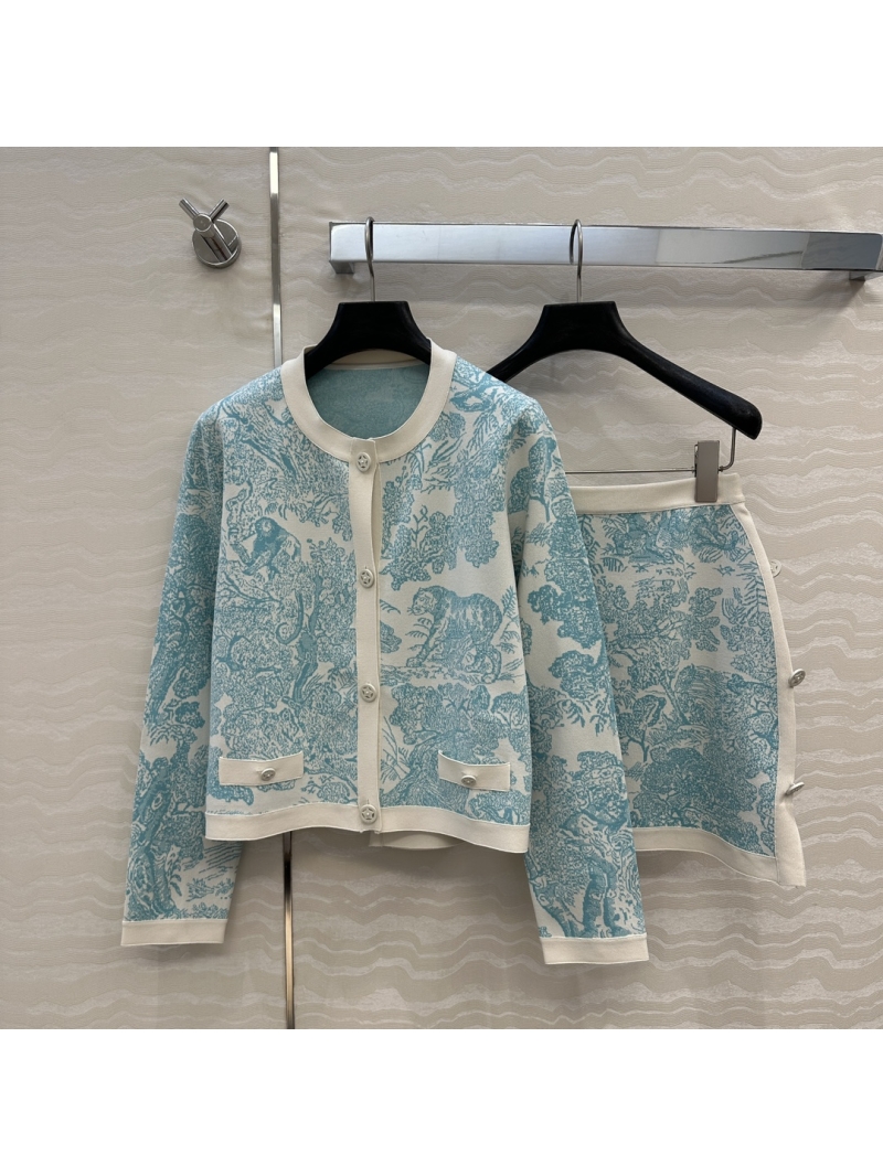 Dior Miss Dior Riviera Jungle Knit Cardigan in Pale Green - Elegant Short Jacket