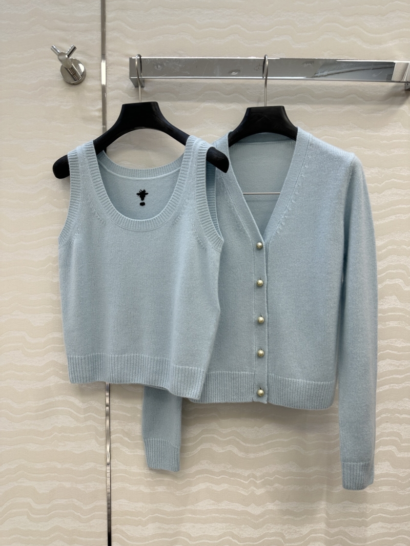 Dior MissDior Luxe Ice Blue Cashmere Vest - Elegant U-Neck Design