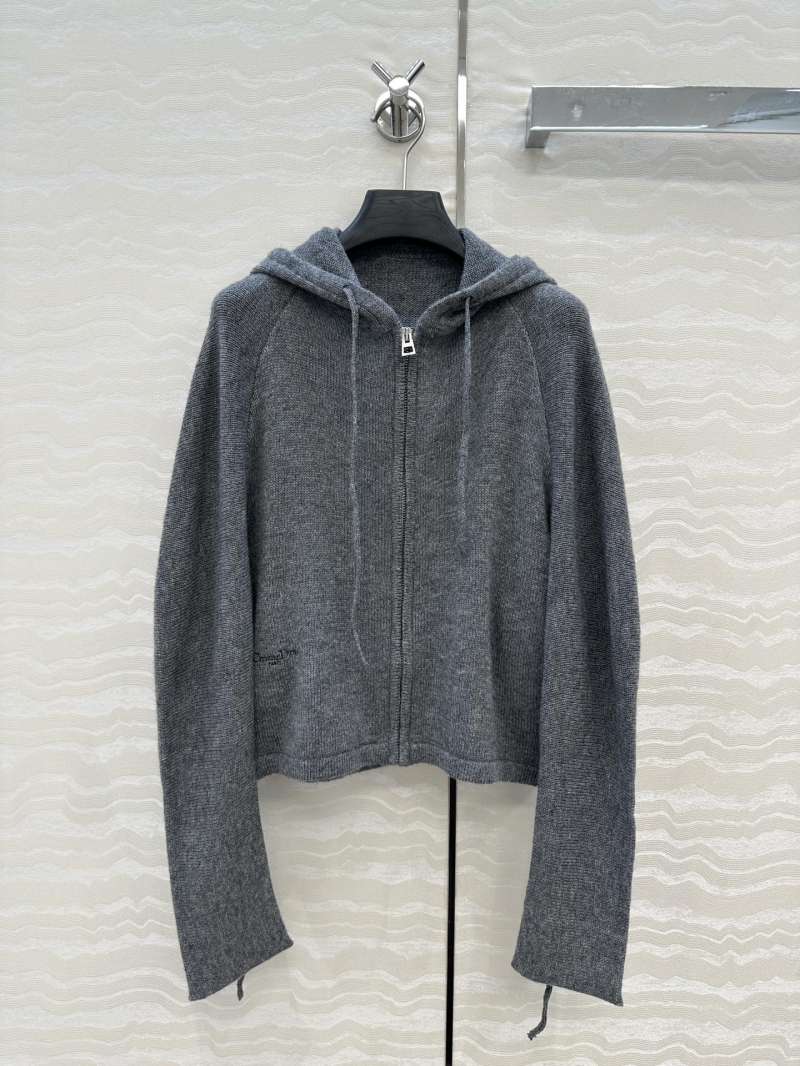Dior Miss Dior Luxe Grey Hooded Cardigan - 30% Cashmere 70% Wool