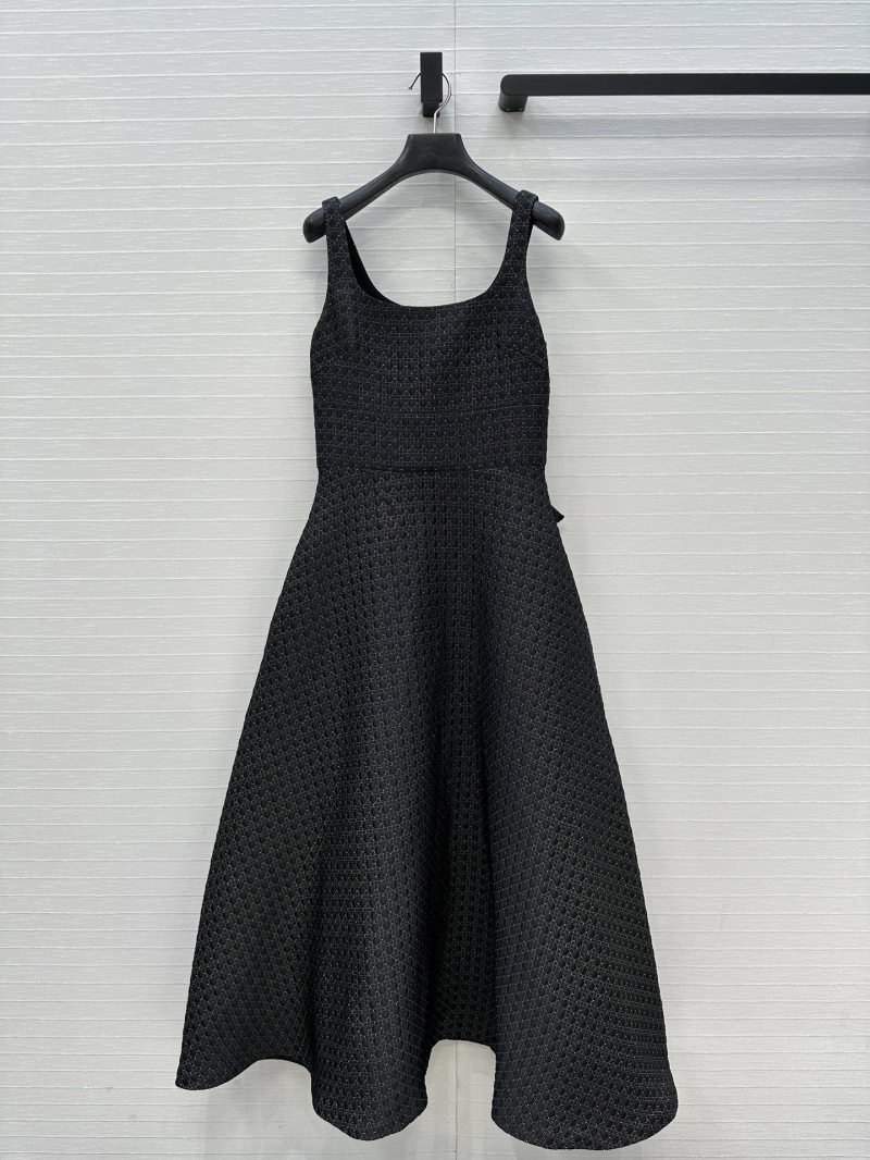 Dior Exclusive Black Gold Lady Dior Quilted Bow-Back Dress