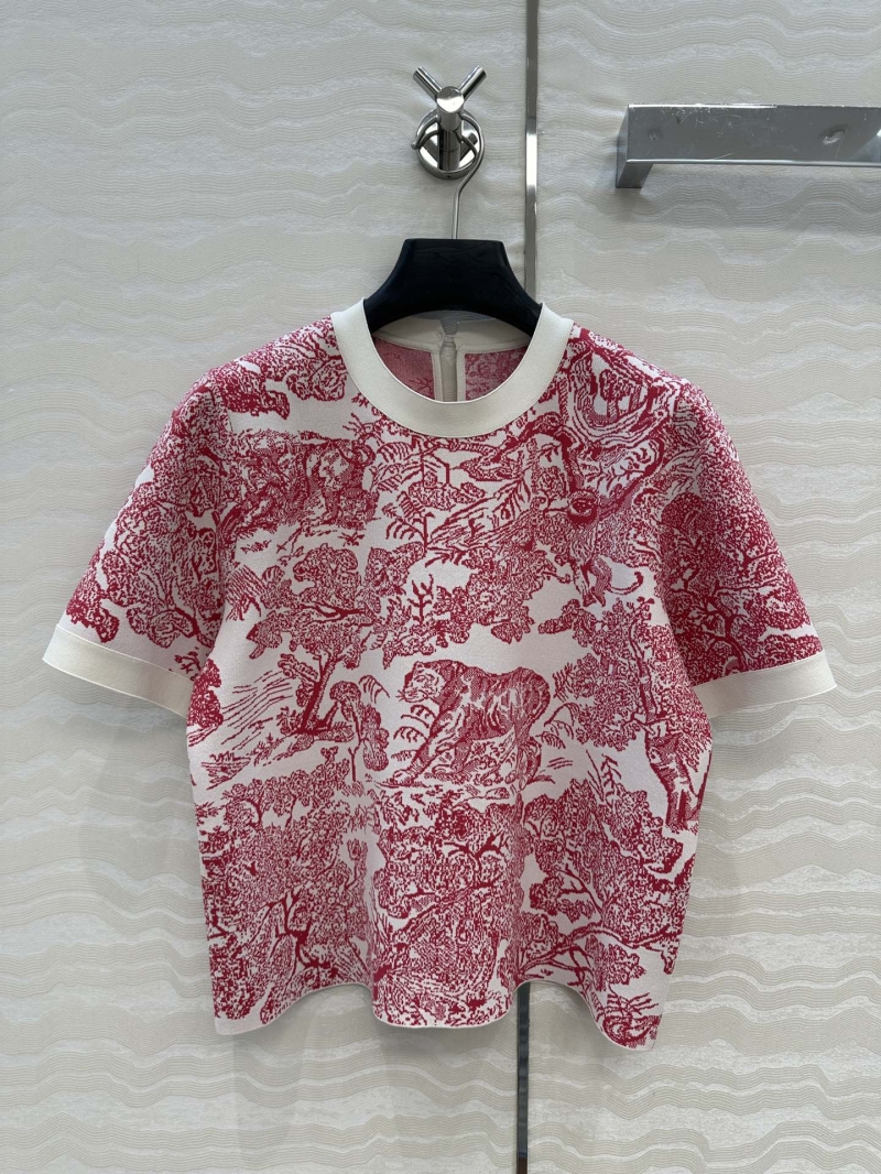 Dior MissD Riviera Animal Jungle Knit Short Sleeve Top