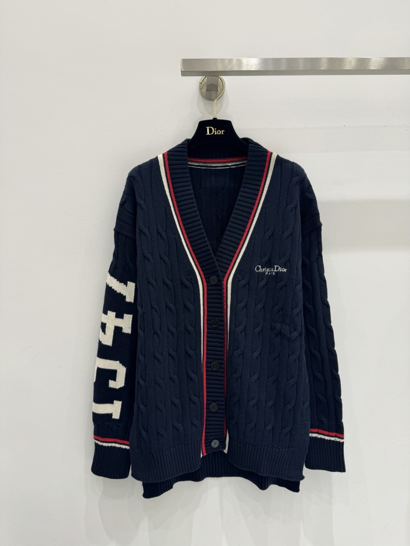 Dior Navy Tennis-Style Knitted Cardigan - Luxe College Vibe