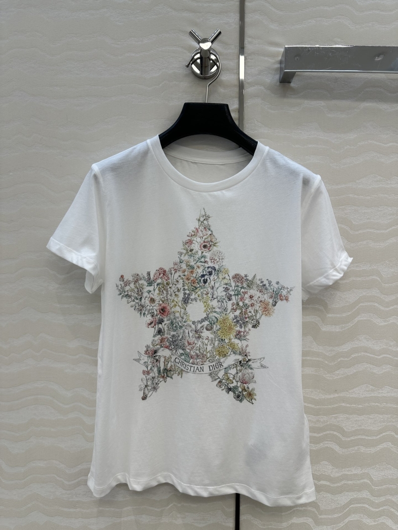 Dior MissDior Winter Collection Lucky Star Floral Short Sleeve T-Shirt - Premium Cotton, Elegant & Timeless