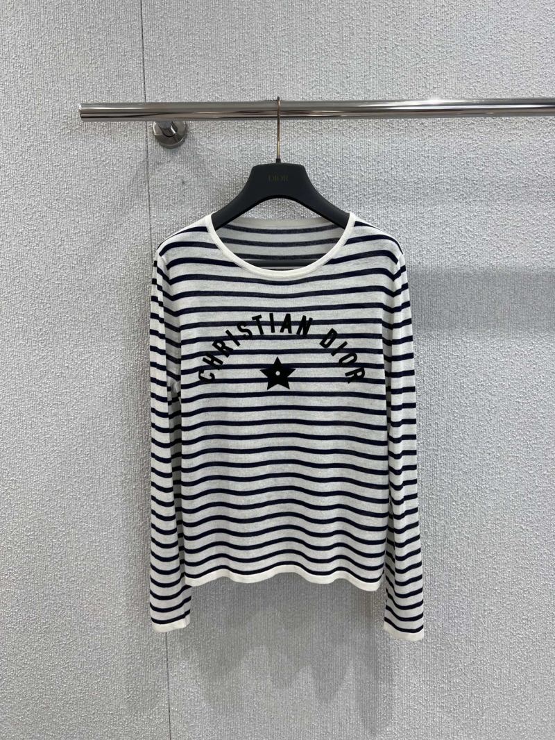 Christian Dior Navy Stripe Star Knit Long-Sleeve Top - Luxe Early Fall Exclusive
