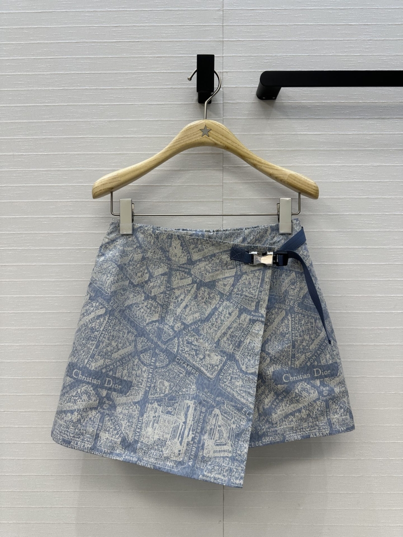 Dior Miss Dior 25 Early Fall Resort Collection - Grey Blue Paris Montaigne Avenue Jacquard Taffeta Wrap Skirt