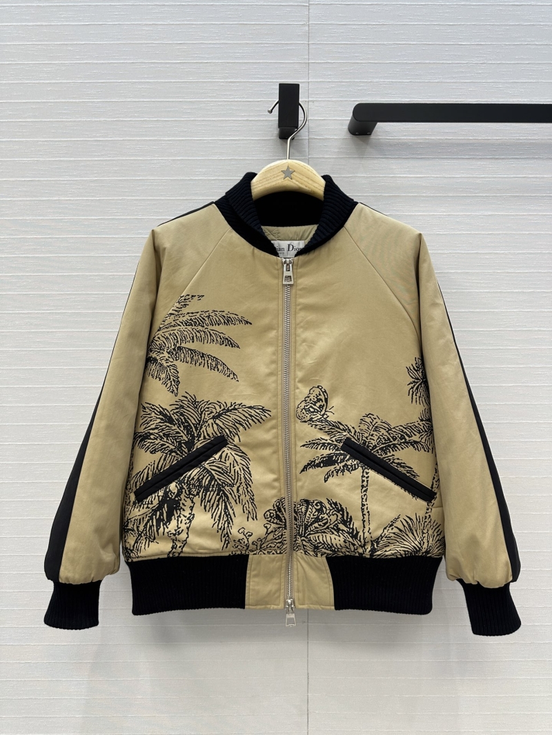 Dior Exclusive Limited Edition CD Collection Hazelnut Ribbed Coconut Print Bomber Jacket