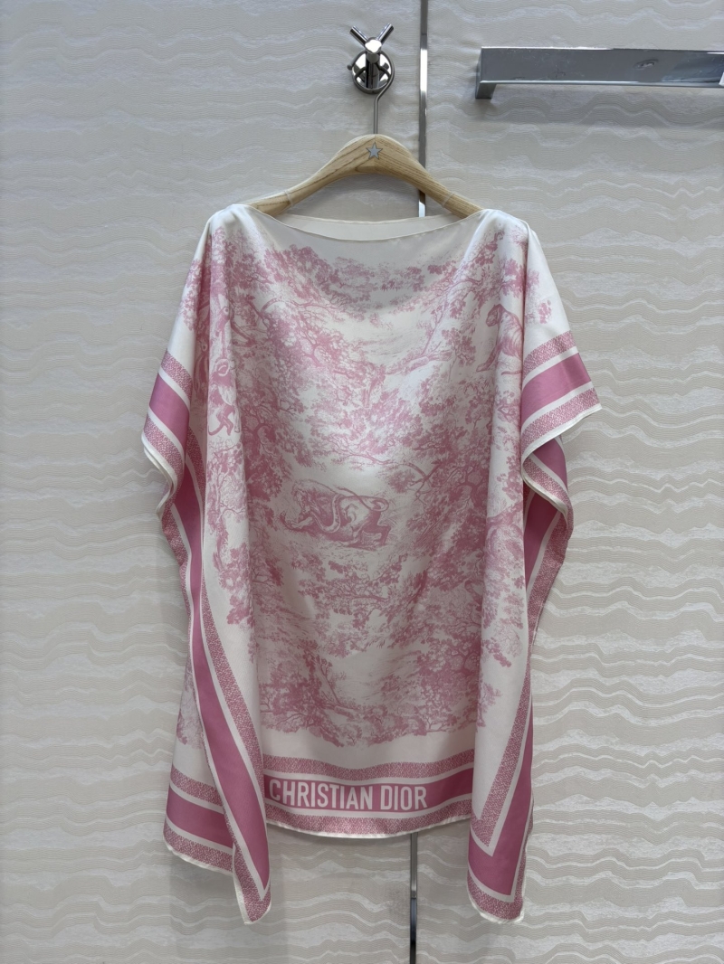 Dior MissDior Riviera Animal Print 100% Silk Twill Cape Dress in Pink