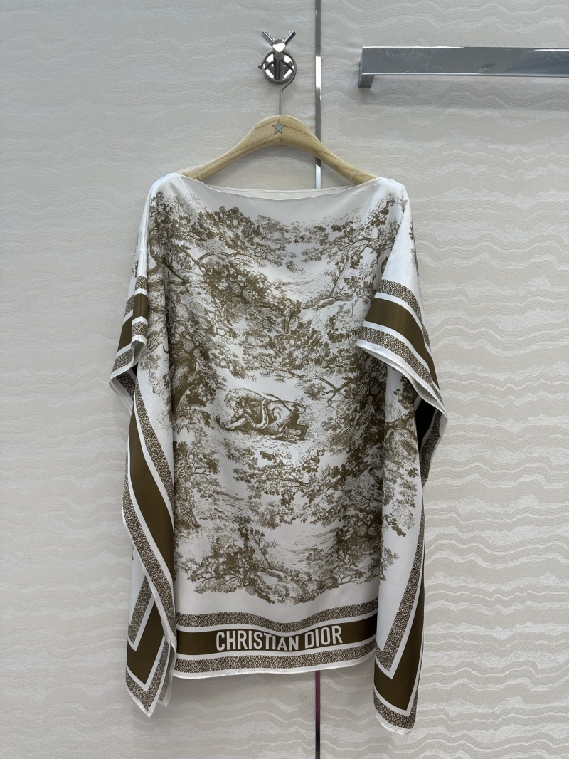 Dior MissDior Riviera Animal Print 100% Silk Twill Cape Dress in Brown