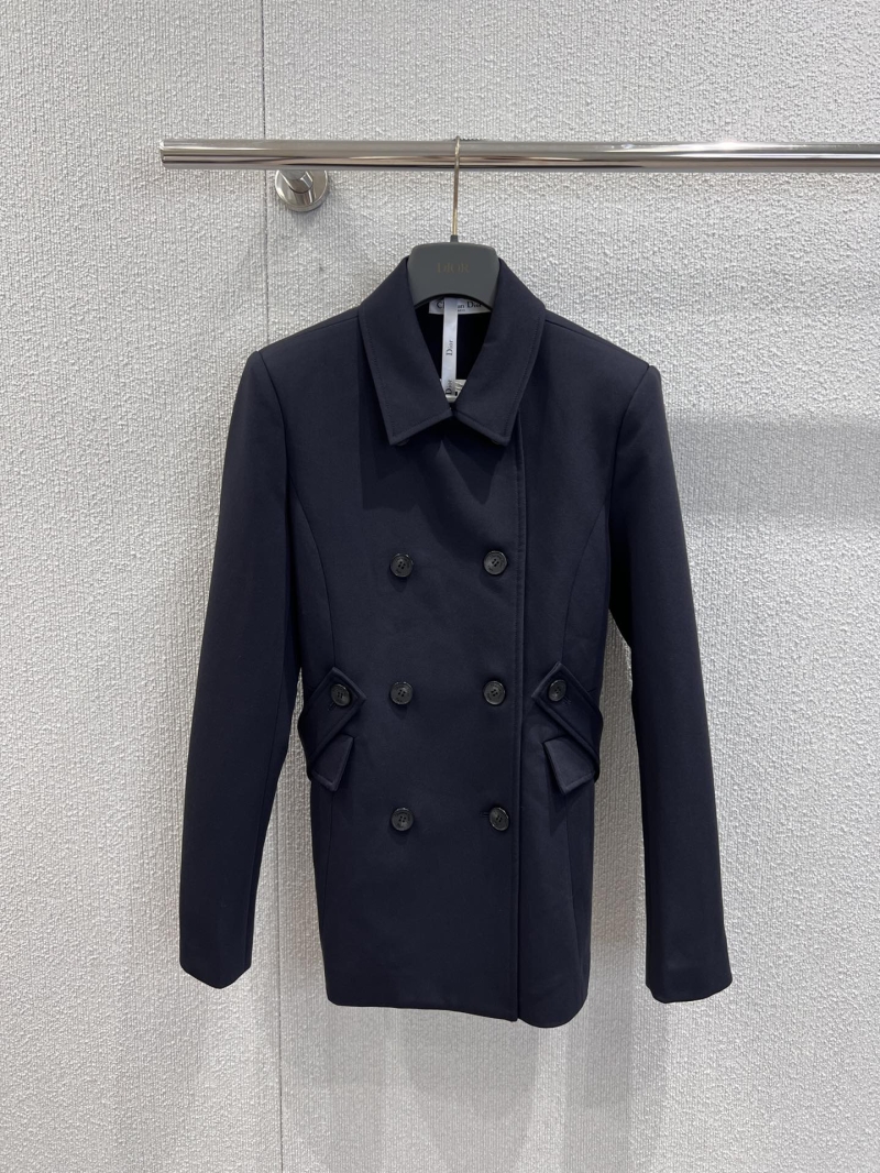 Dior 25FW Early Autumn Double-Breasted Navy Blue Jacket | Luxe Wool Blend | Notched Lapel | Sophisticated Tailoring