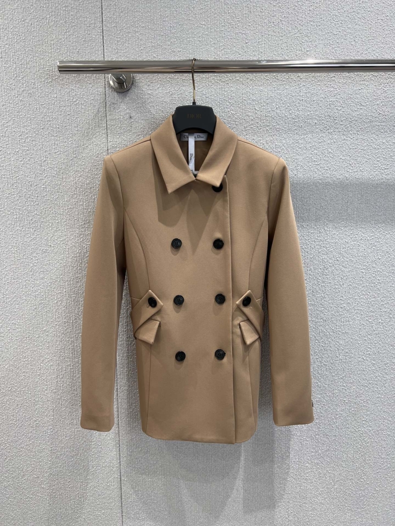 Dior 25FW Early Autumn Double-Breasted Blazer in Classic Khaki - Luxe Wool Blend with Notched Lapel & Six-Button Design