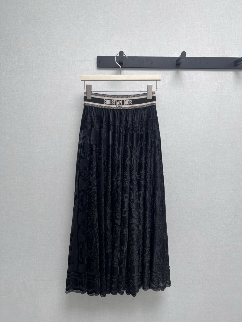 Christian Dior 2025 New Collection Black Pleated Tulle Skirt - Elegant & Luxurious