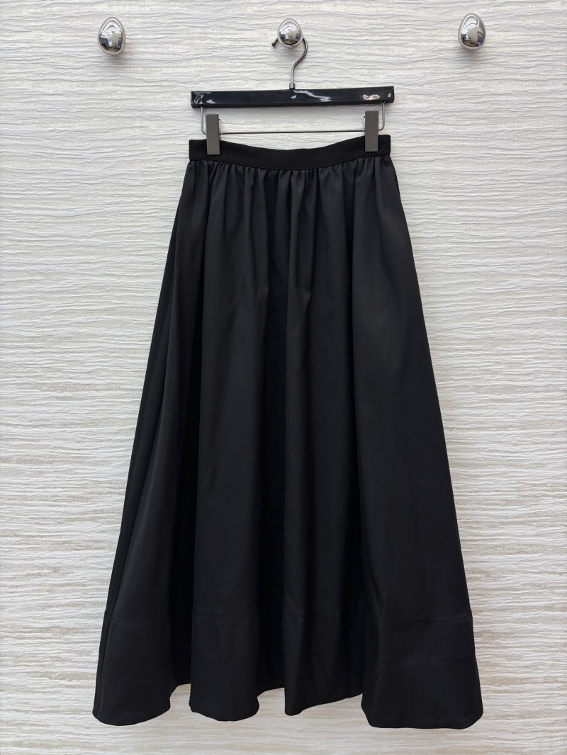 Dior A-Line Midi Skirt in Black - Effortlessly Chic YB Nylon with Flattering Silhouette